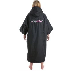 Dryrobe Advance Short Sleeve Change Robe -Mystic || Rip Curl || GILL Shop Dryrobe Advance Short Sleeve Premium Outdoor Change Robe DR100 Black Pink Back.700x700